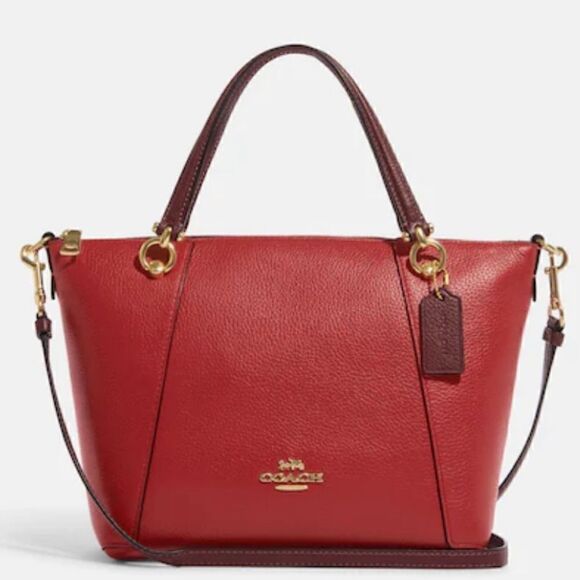 🔥NEW! Coach Kacey Colorblock Satchel Handbag Red Msrp:$378.00 - Picture 1 of 13